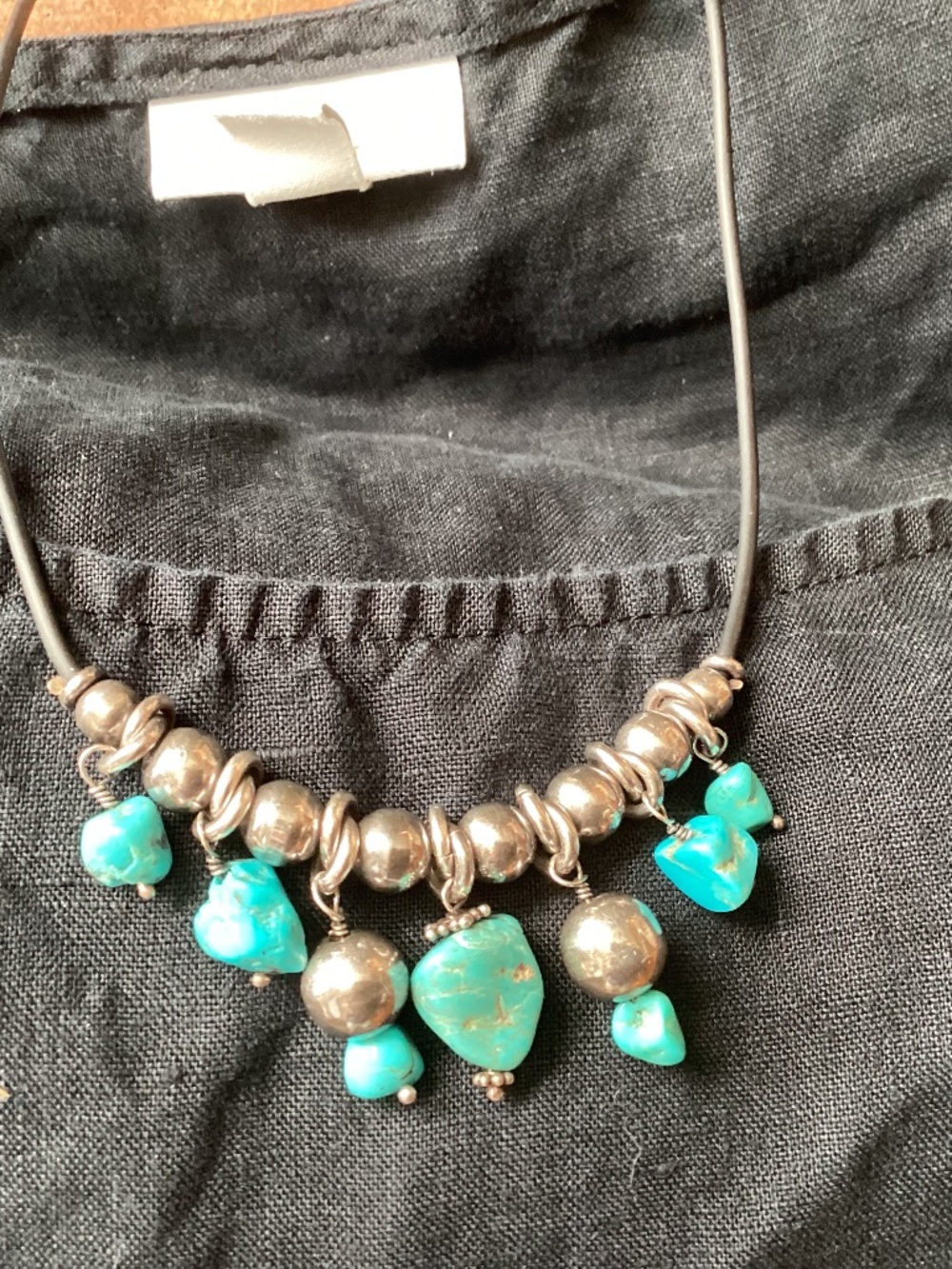 Very cool Delia Gonzales silver and turquoise necklace. Great beads and stones.